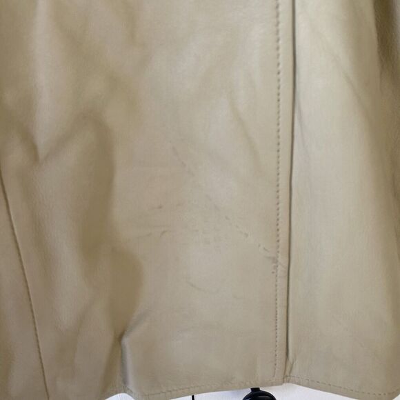 Bonus Italian Fashion Genuine Leather Cream Coat Size Small - Picture 8 of 13